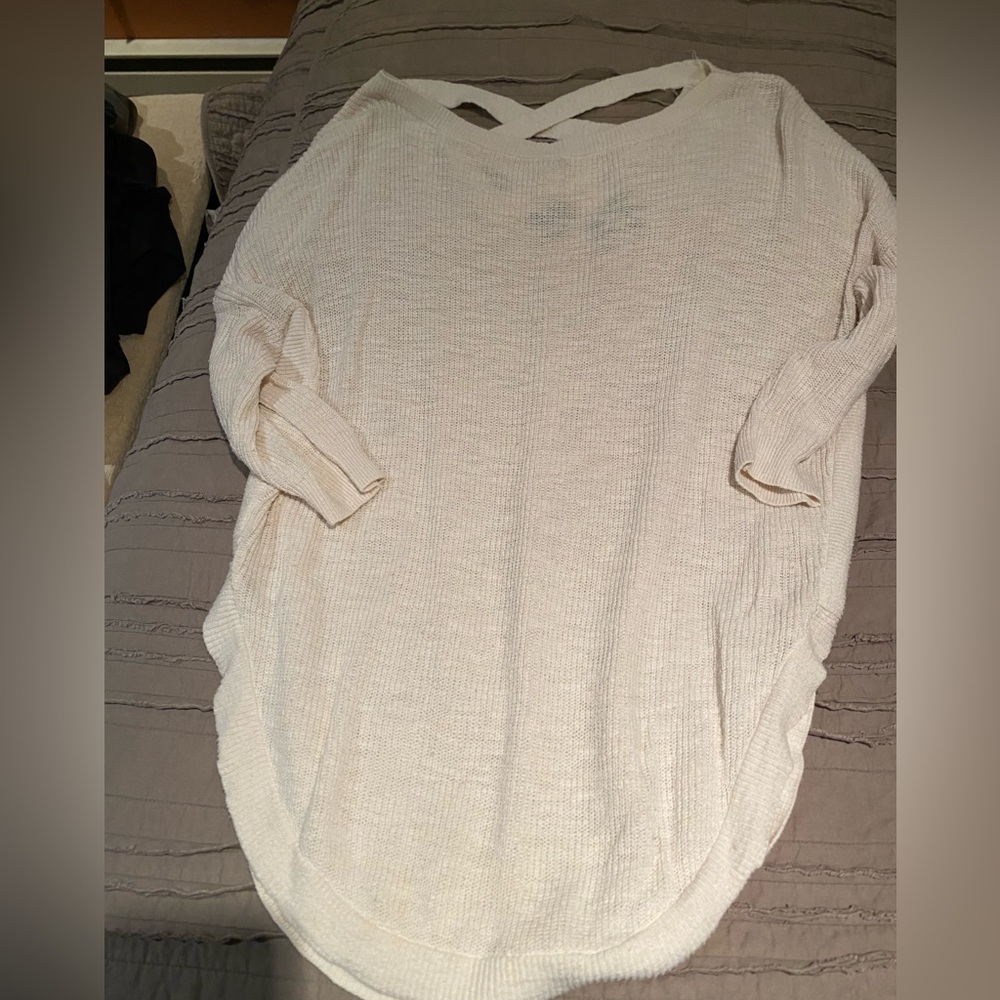 Express ivory sweater, crisscross behind neck back